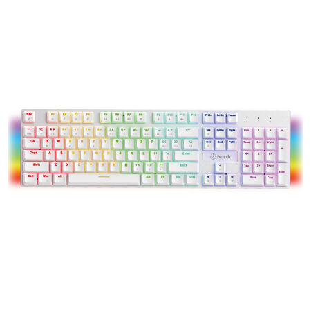 North Shield White Beyaz RGB Red Switch Beyaz Kablolu Mekanik Oyuncu Q Klavye