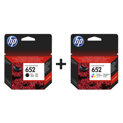 HP 652-F6V24AE Renkli Orijinal Kartuş + HP 652-F6V25AE Siyah Orijinal Kartuş Seti
